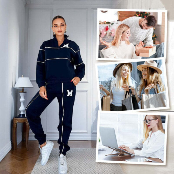 Womens 2 Piece Outfits Lounge Hoodless Pullover Sweatshirt Sweatsuit Sets Sweatshirt Baggy Fashion Sweatpants With Pockets - Image 4