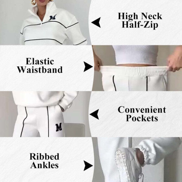 Womens 2 Piece Outfits Lounge Hoodless Pullover Sweatshirt Sweatsuit Sets Sweatshirt Baggy Fashion Sweatpants With Pockets - Image 9