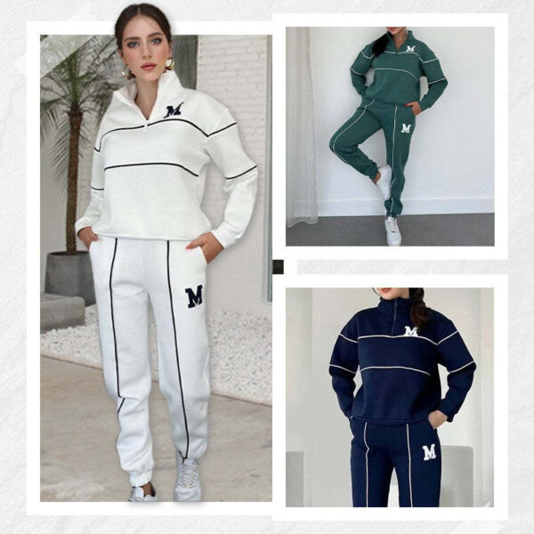 Womens 2 Piece Outfits Lounge Hoodless Pullover Sweatshirt Sweatsuit Sets Sweatshirt Baggy Fashion Sweatpants With Pockets - Image 7