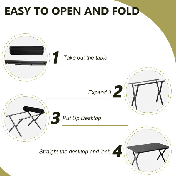 86X60X42cm Black Camping Roll Table - Image 6