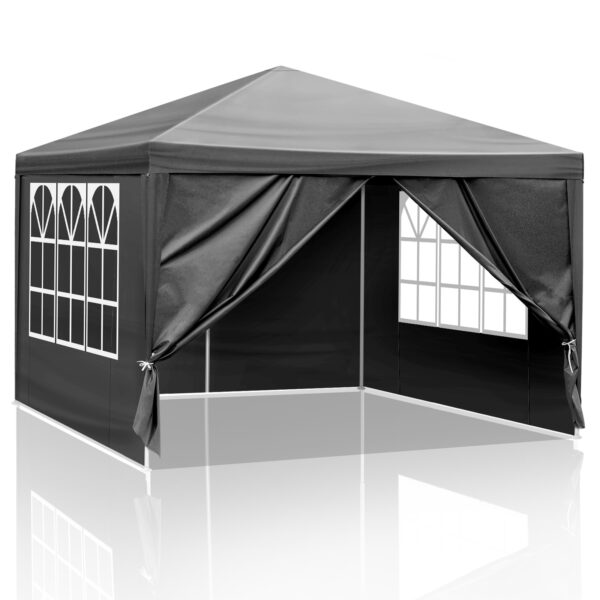 10x10ft Black, 4 Sides Pergola, PE Cloth, Sprayed Iron Pipe, Spiral Pipe - Image 6