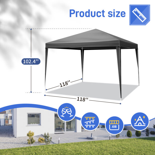 10x10ft Black, 4 Sides Pergola, PE Cloth, Sprayed Iron Pipe, Spiral Pipe - Image 2