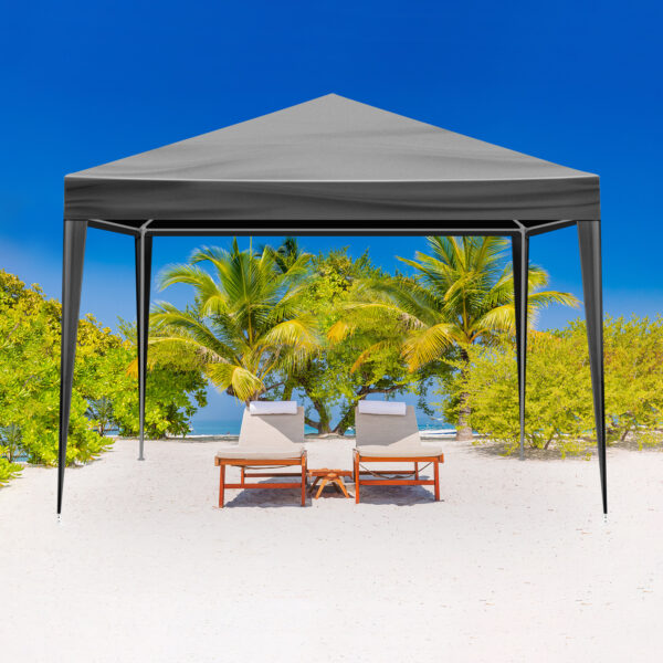 10x10ft Black, 4 Sides Pergola, PE Cloth, Sprayed Iron Pipe, Spiral Pipe - Image 3
