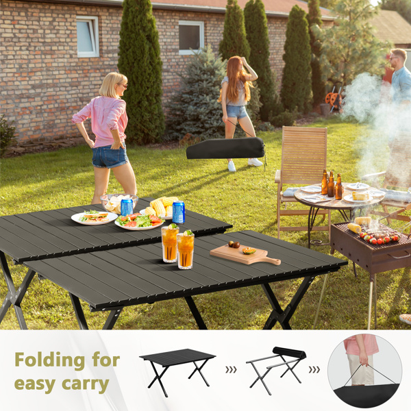 86X60X42cm Black Camping Roll Table - Image 2