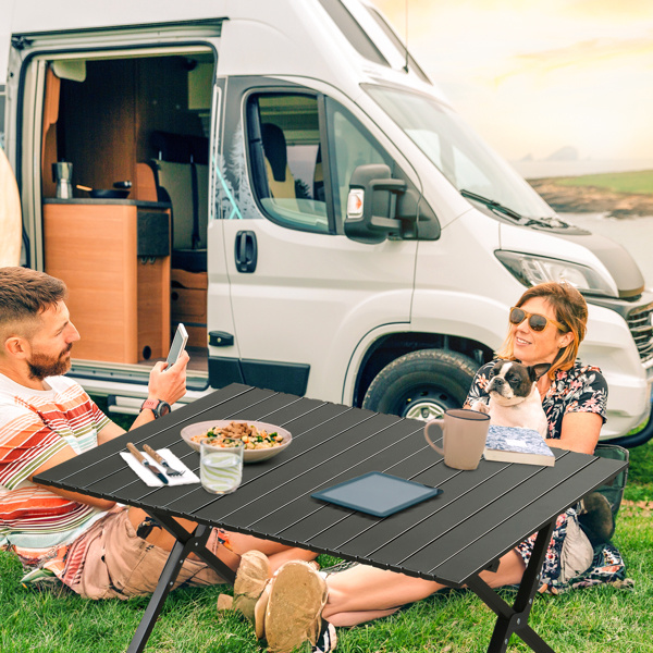 86X60X42cm Black Camping Roll Table - Image 4