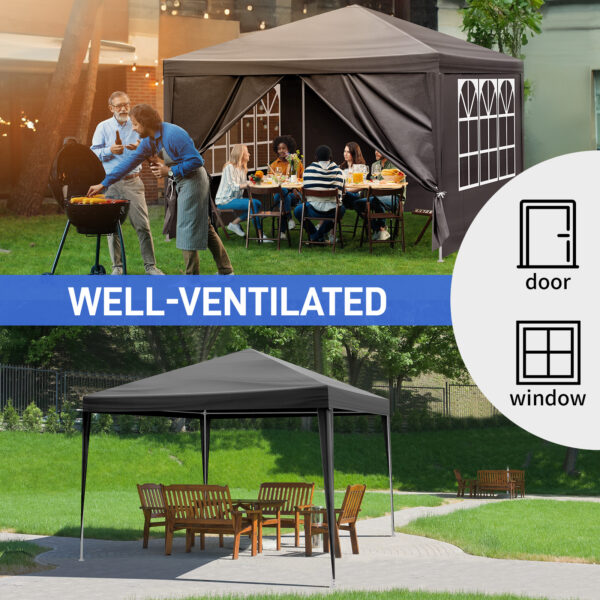 10x10ft Black, 4 Sides Pergola, PE Cloth, Sprayed Iron Pipe, Spiral Pipe - Image 7