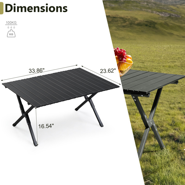 86X60X42cm Black Camping Roll Table - Image 7