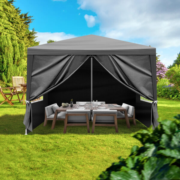 10x10ft Black, 4 Sides Pergola, PE Cloth, Sprayed Iron Pipe, Spiral Pipe - Image 10