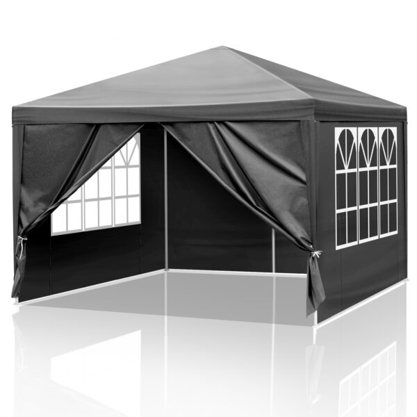 10x10ft Black, 4 Sides Pergola, PE Cloth, Sprayed Iron Pipe, Spiral Pipe - Image 5