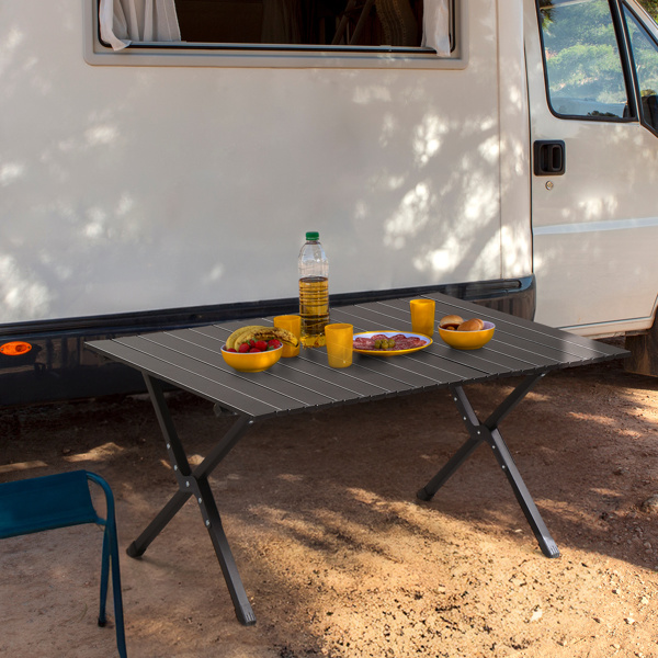 86X60X42cm Black Camping Roll Table - Image 9