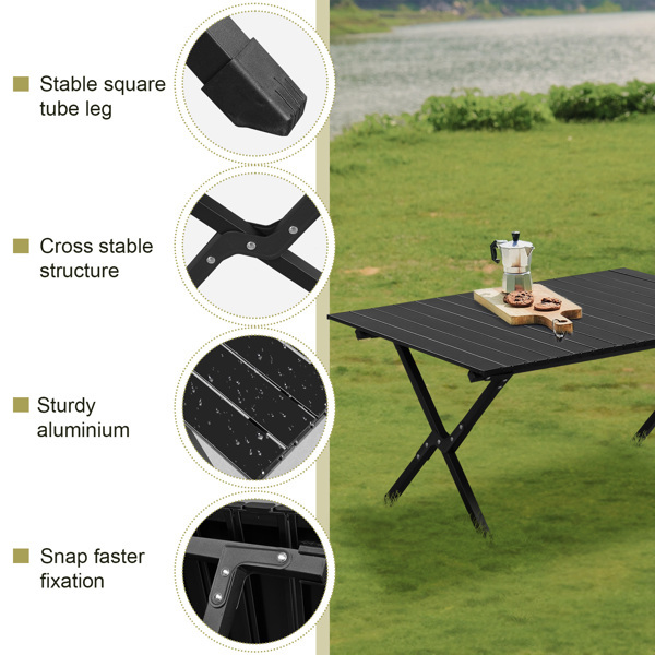 86X60X42cm Black Camping Roll Table - Image 8